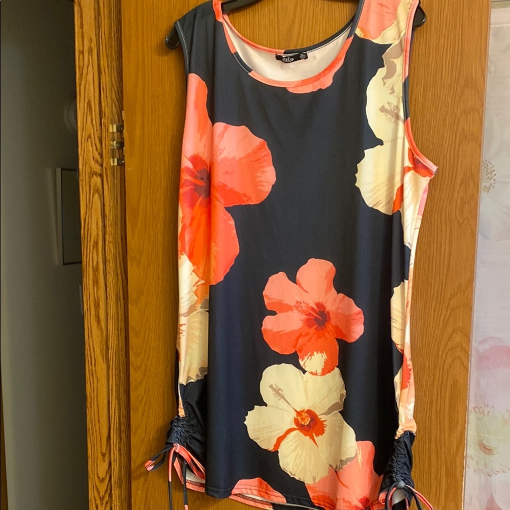 Lily Asymmetrical Tie Front Tank Top Red Orange